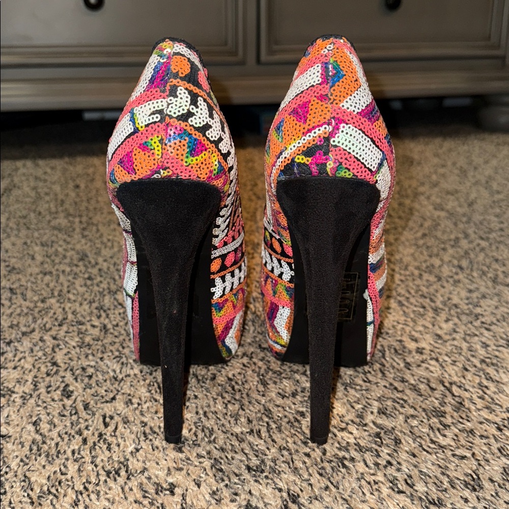Colorful Patterned Platform Heels - image 3